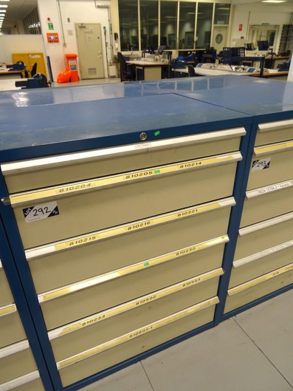 Blue / grey metal 5 drawer storage cabinet