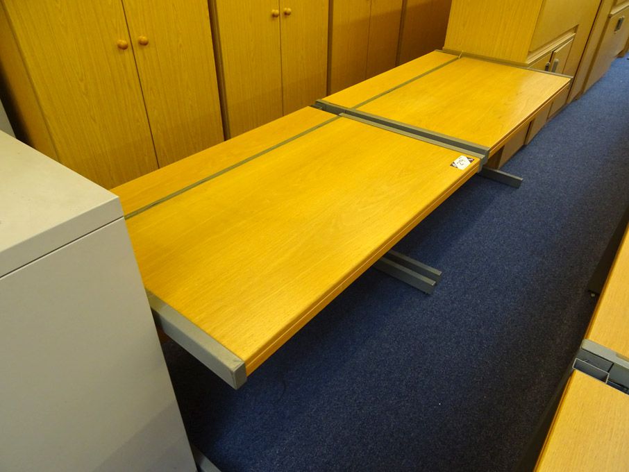 2x light oak office desk with cable trays, 1200x78...