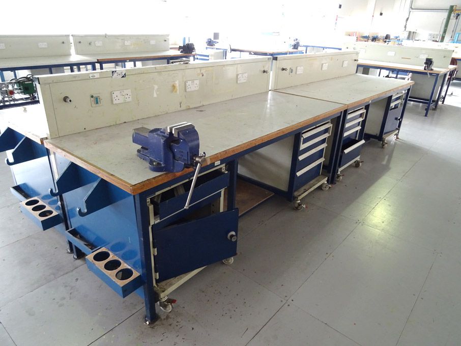 4x Welconstruct 2400x850mm workbenches with built...