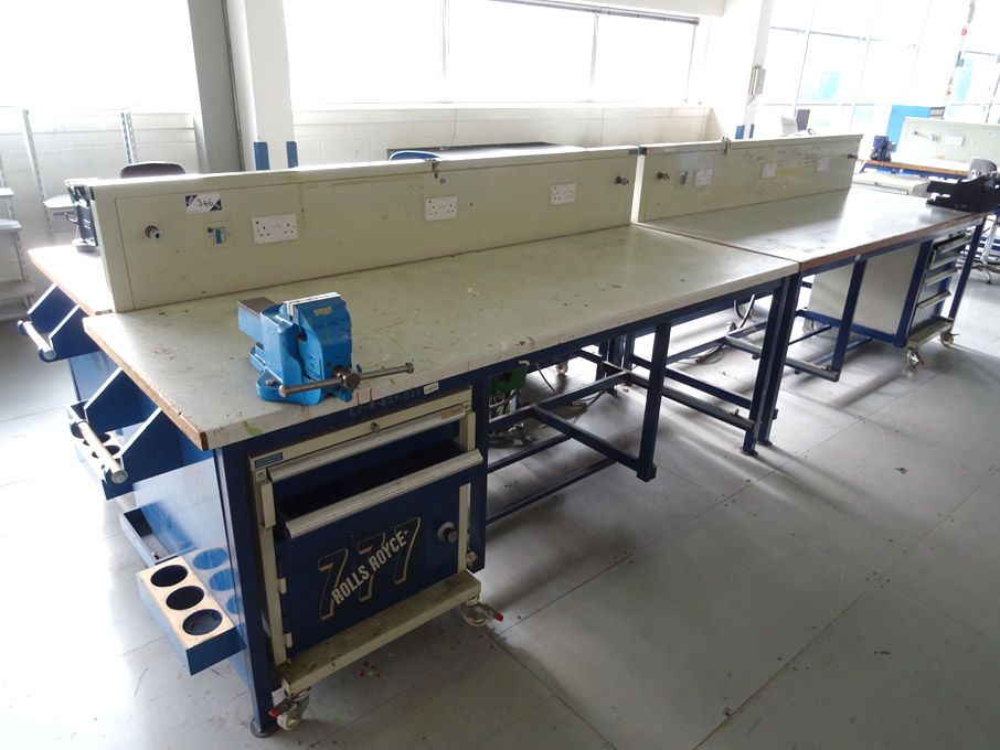 4x Welconstruct 2400x850mm workbenches with built...