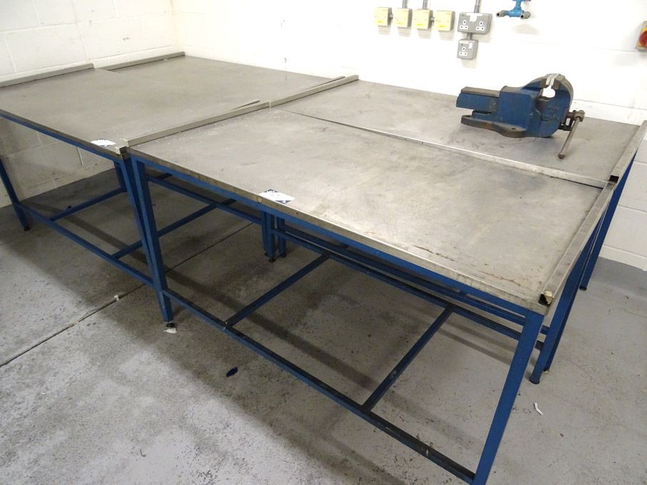 4x metal frame s/s top work tables, 1500x750mm
