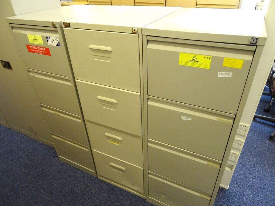 3x various 4 drawer metal filing cabinets