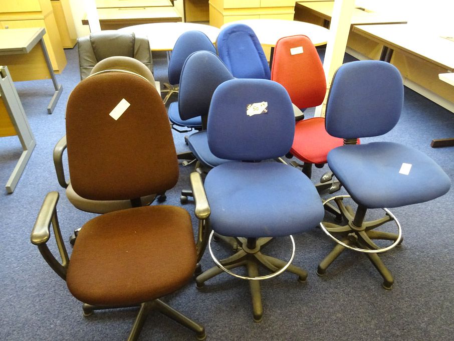 9x various colour upholstered office chairs