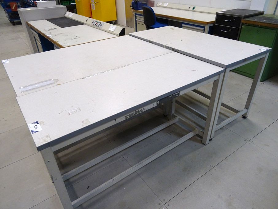 3x metal work tables to 1500x900mm