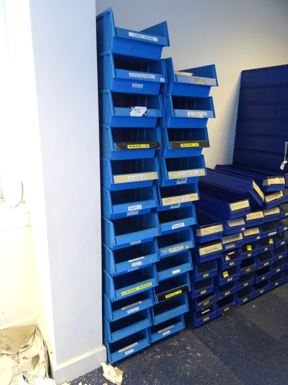 22x Treston blue plastic stackable storage bins, 5...