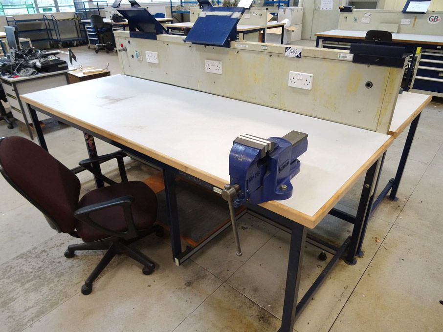 2x Welconstruct 2400x850mm workbenches with built...