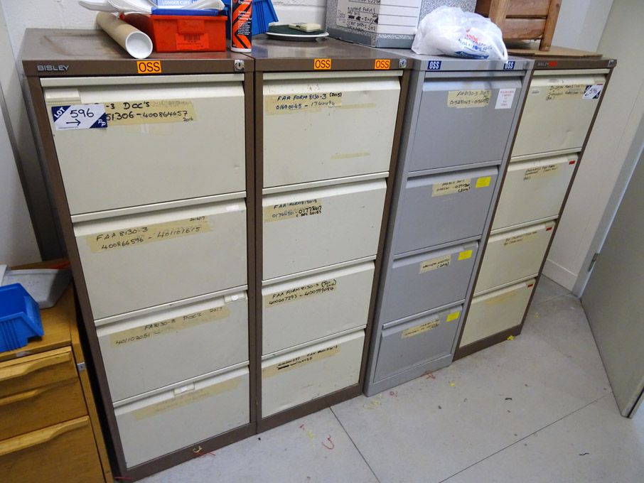 4x Bisley etc 4 drawer metal filing cabinets
