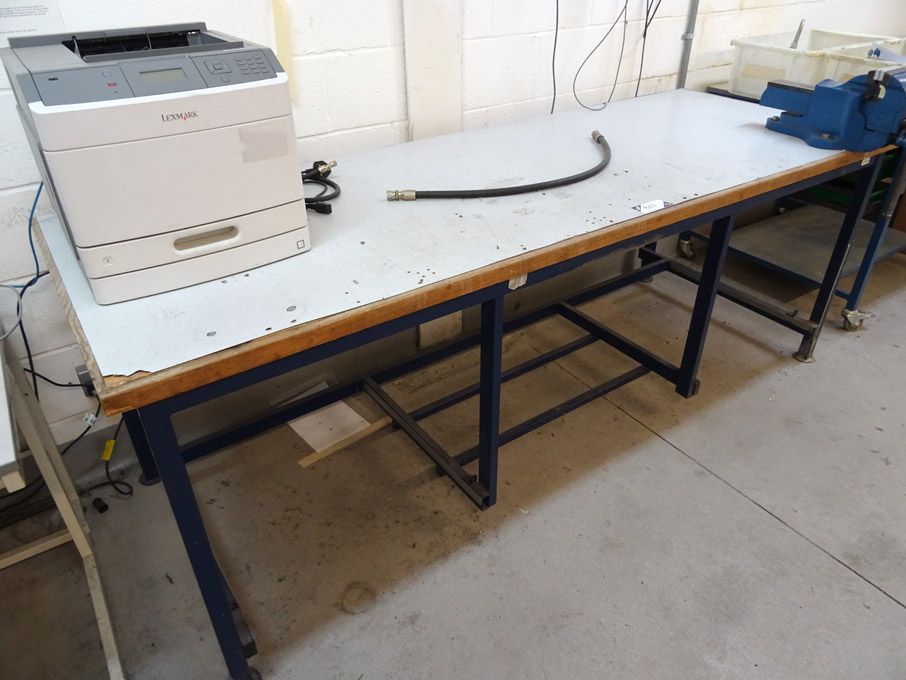 2400x850mm metal frame workbench with Record bench...