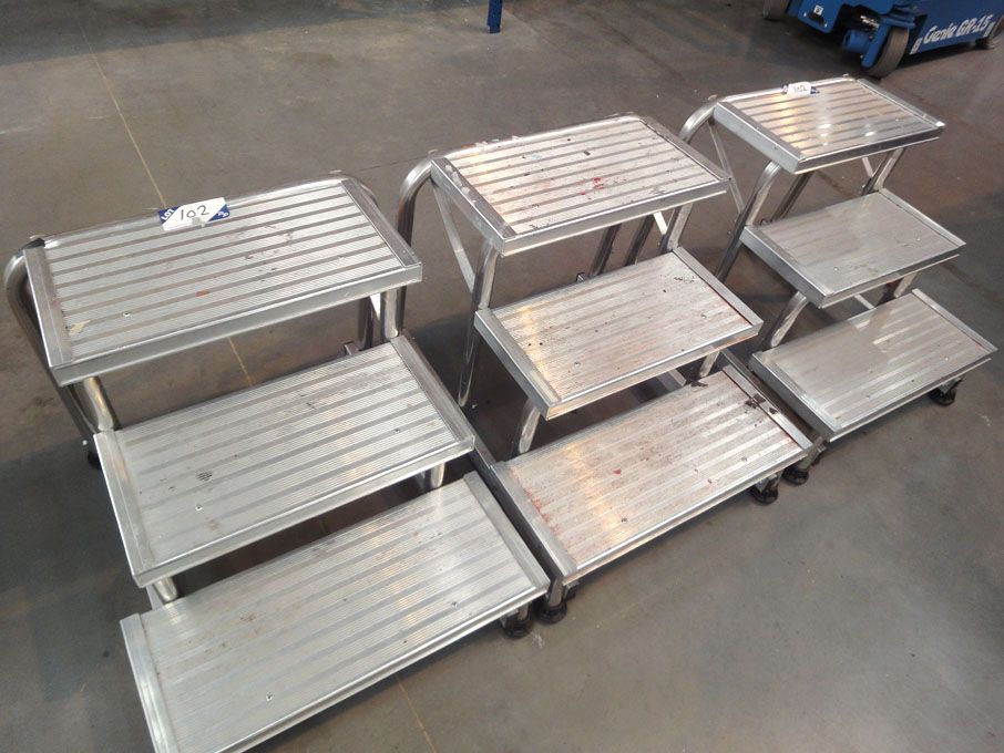 3x Tubesca aluminium 3 step platform steps, 150kg...
