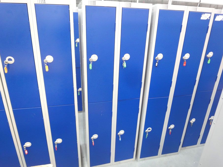 10x Elite twin station grey / blue metal lockers,...
