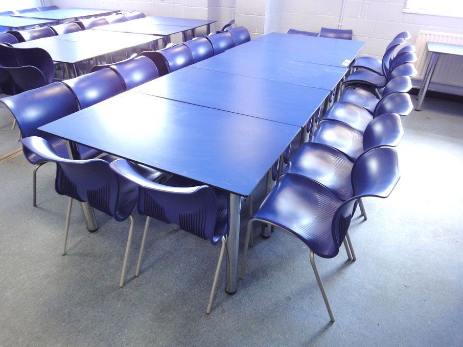 5x Ace Bahia blue top metal frame canteen tables,...
