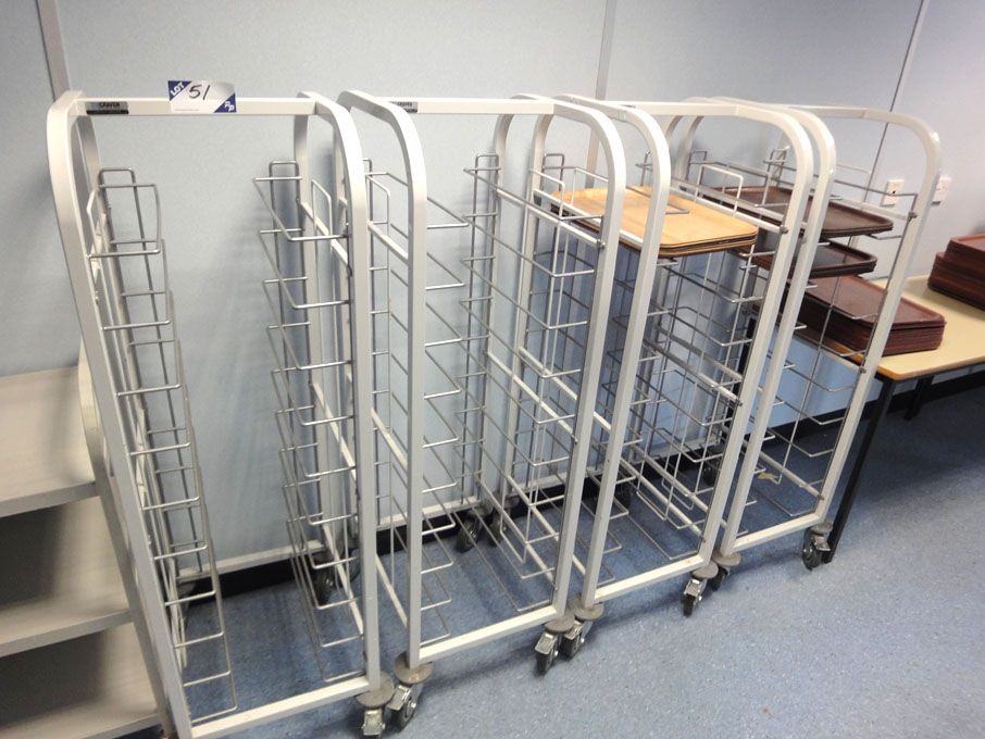 3x Craven 10 shelf mobile tray trolleys with Qty w...