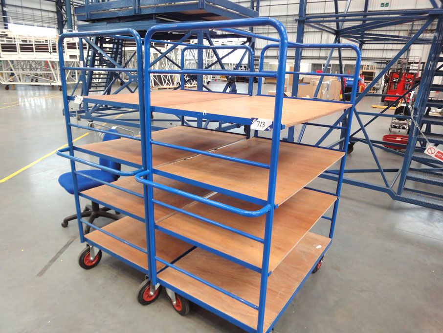 2x mobile storage trolleys, multishelf, 1200x800mm...