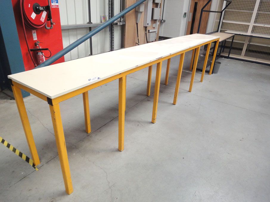 4x various metal frame work tables