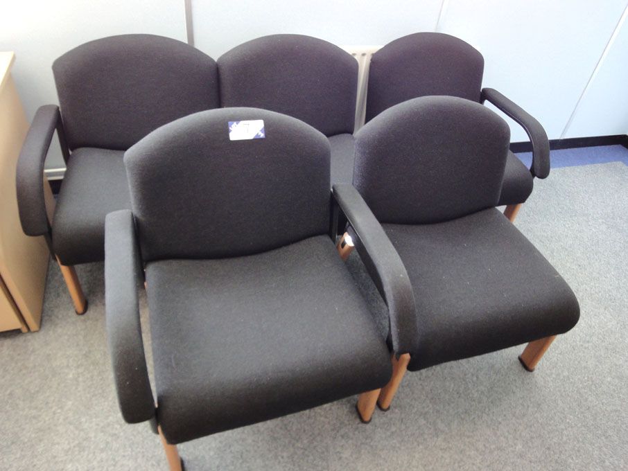 5x black upholstered reception chairs
