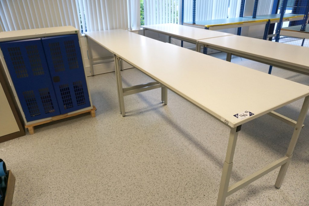 2x ESD safe laboratory tables, adjustable height,...