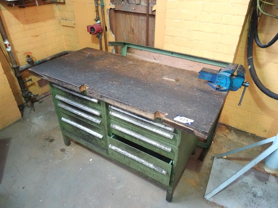 Hofmann wooden top workbench with built in drawers...
