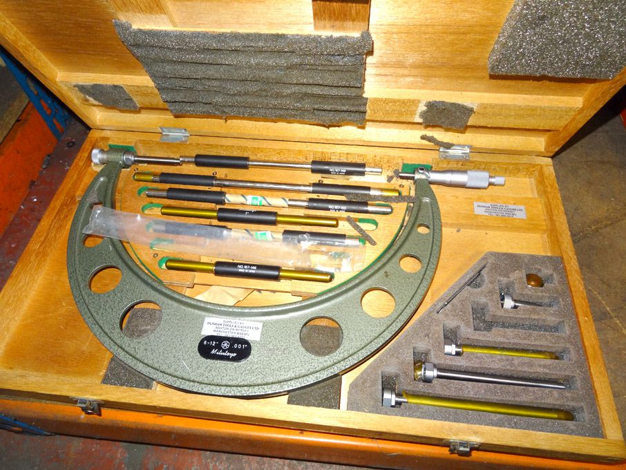 Mitutoyo 6-12" external micrometer in wooden case