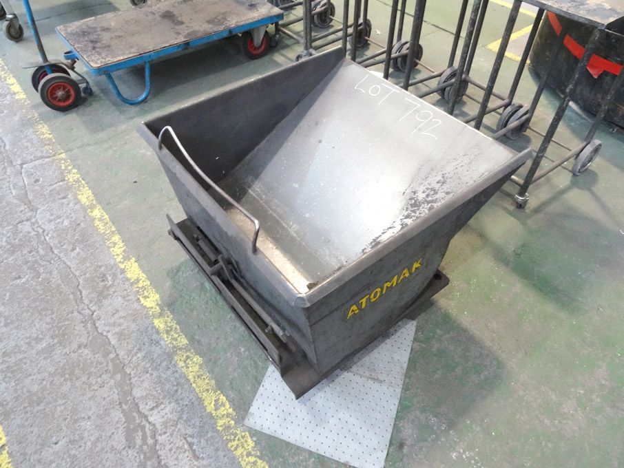 Atomak mobile forkable tipping skip, 750x750x250mm