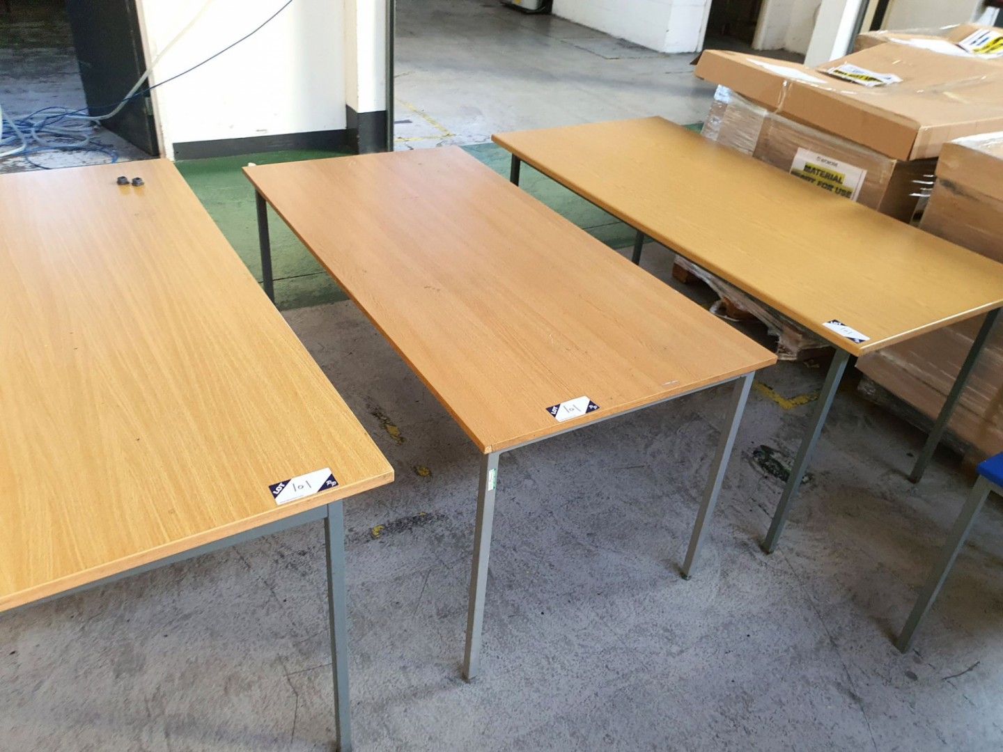 3x light oak effect office desks, 1600x800mm appro...