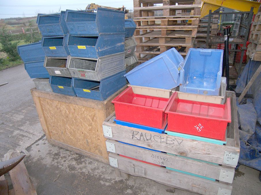 Qty metal storage bins, 470x300x200mm & Qty variou...