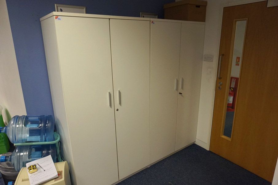 2x white 2 door storage cupboards, 950x500x1830mm