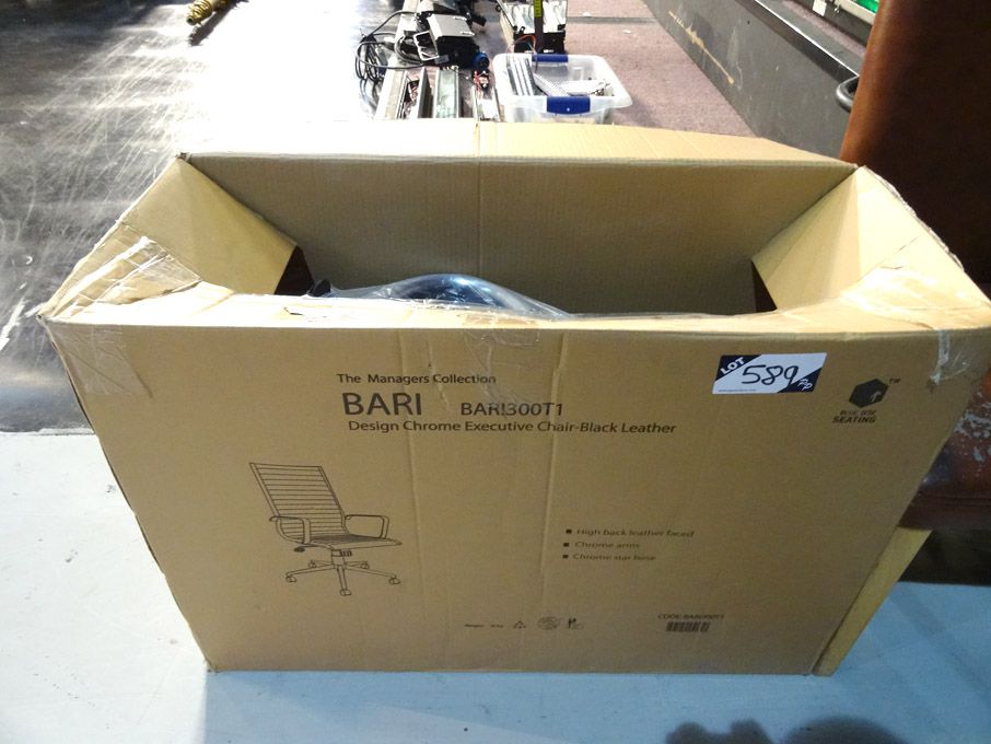 Bari executive chrome black leather chair (boxed &...