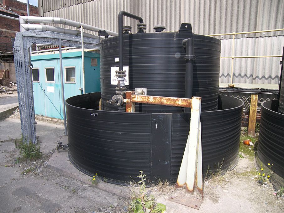 3x Nalco 2000 gallon polyprop bunded storage tanks