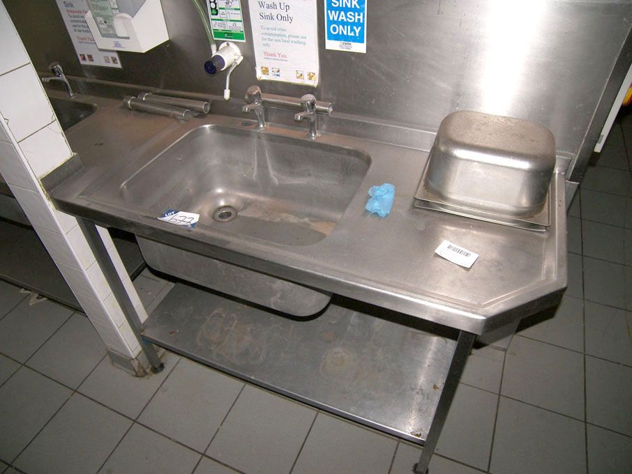 3700x600mm s/s twin bowl sink with draining board