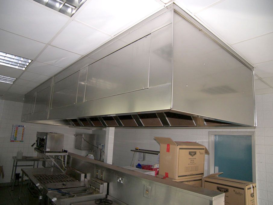 4800x1500mm s/s extraction hood, removable filters