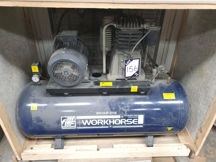 Fiac Workhorse WR10HP-270S air compressor on recei...