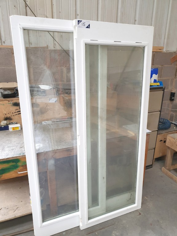 3x wooden / glass panel doors, 1970x760mm overall...