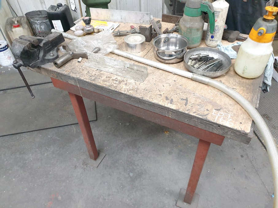 44x30" metal frame / wooden top work table with 90...