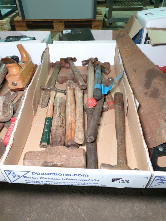 Qty various wooden handle hammers - Lot Located at...