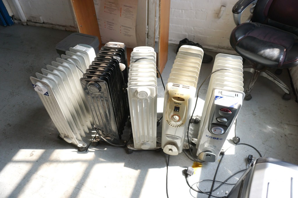 5x Matsui, Kobe oil filled electric office heaters...