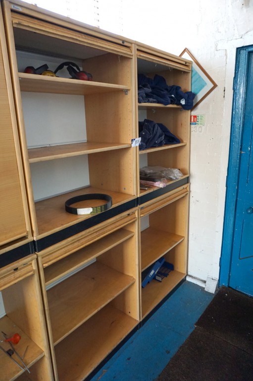4x Kinnarps sliding door wooden storage cupboards,...