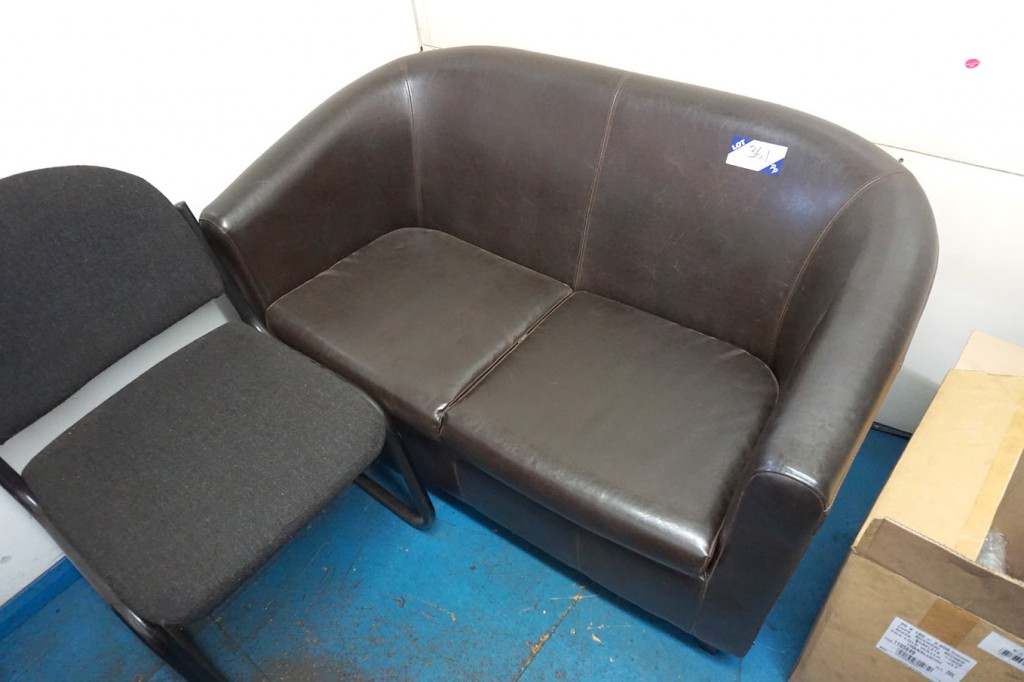 Dark brown 1250mm wide leather effect 2 seater sof...