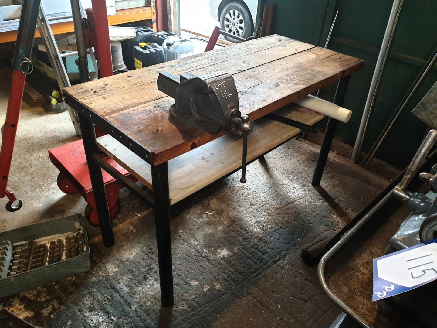 1450x600mm wooden top / metal frame workbench with...