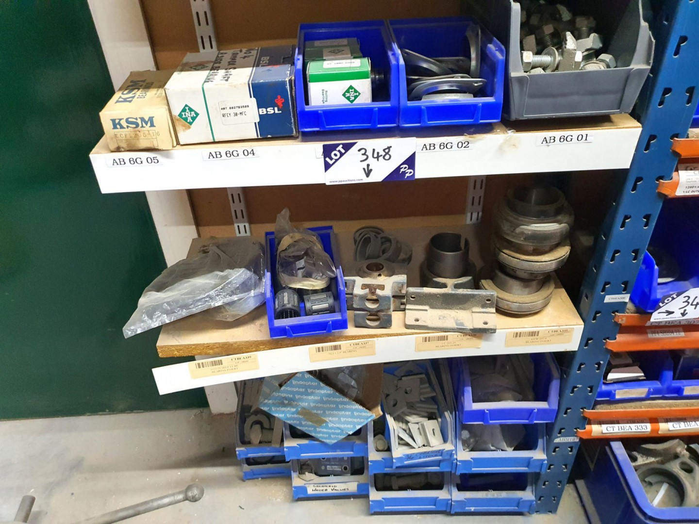 Qty various bearings, bearing housing, bolts etc