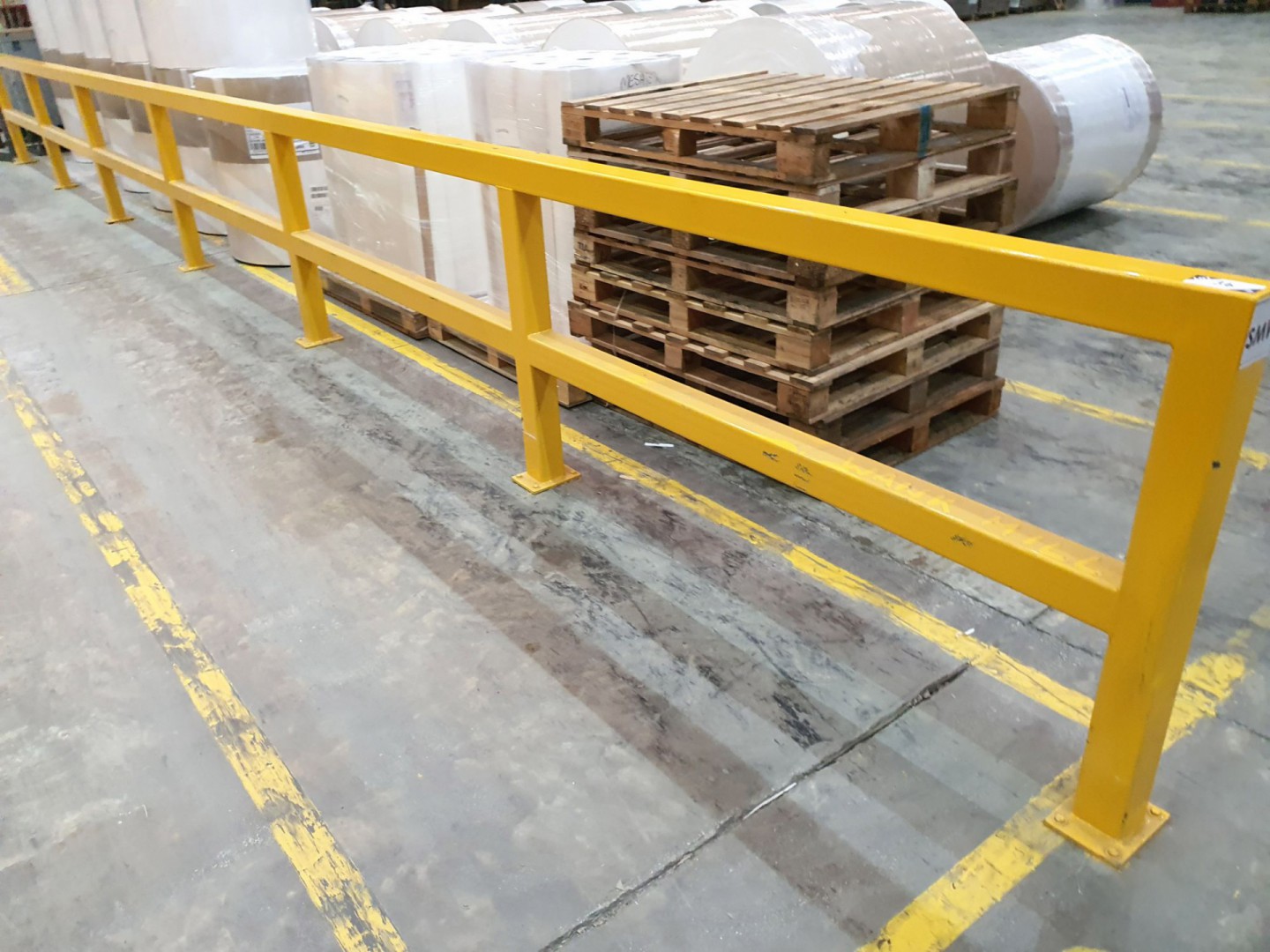 2x floor mounted steel yellow box section safety b...