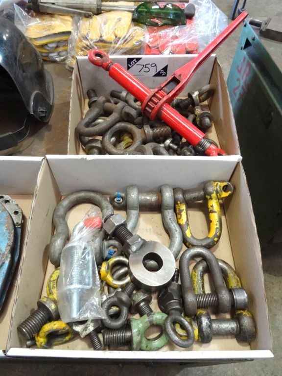 AMEND: Qty various shackles & eye bolts in 2 boxes