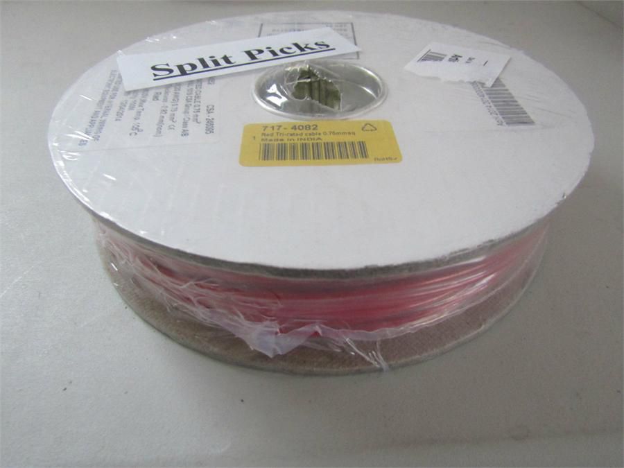4 Reels of Tri-rated Red PVC Cable, 600V 0.75mm² -...