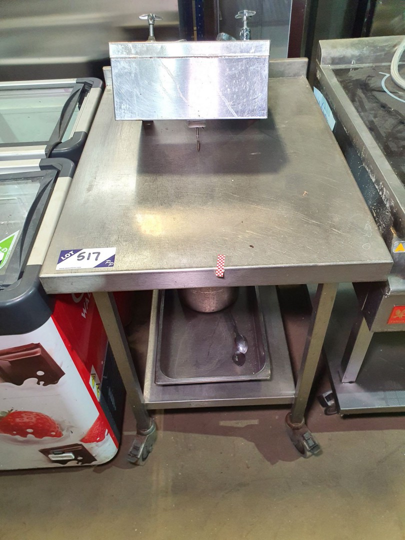 Mobile stainless steel prep table, 600x800mm, stai...
