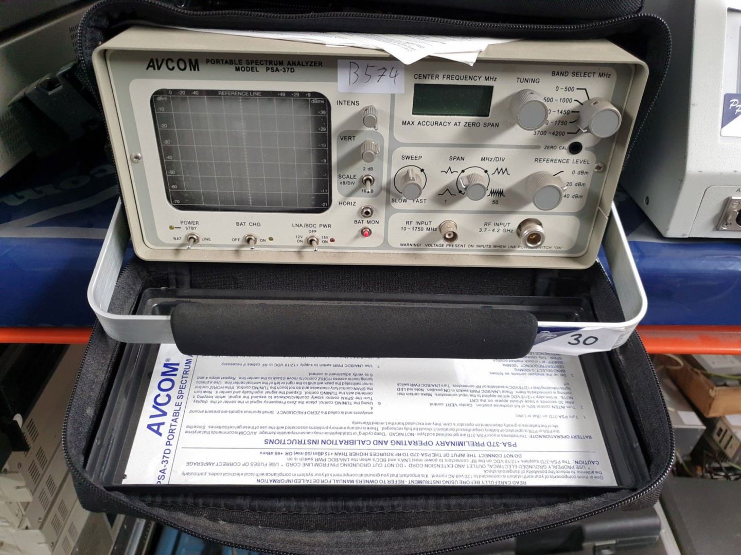 Avcom PSA 37D portable spectrum analyser, 0-1750MH...