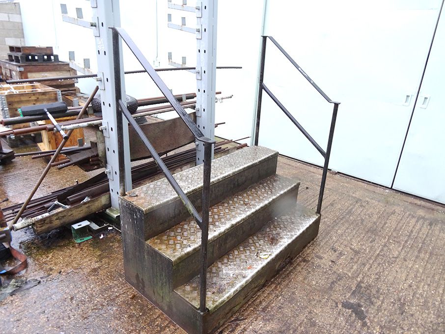 3 step metal skip loading safety stairs