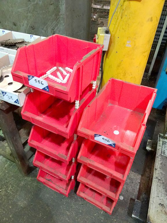 9x Red plastic stackable Lin Bin storage bins to 4...