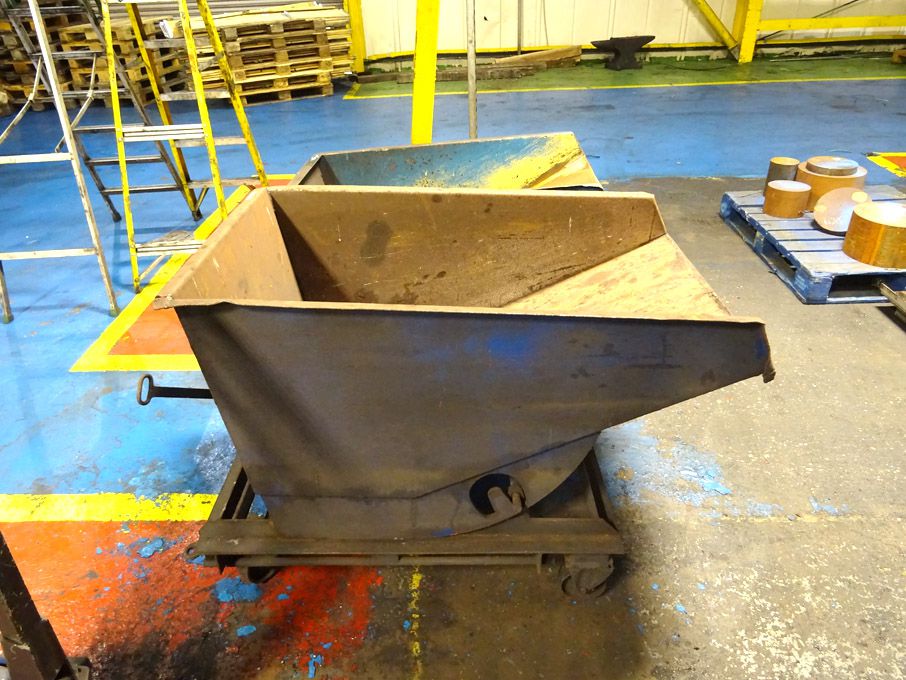 Metal forkable tipping skip, 1300x830x880mm high a...