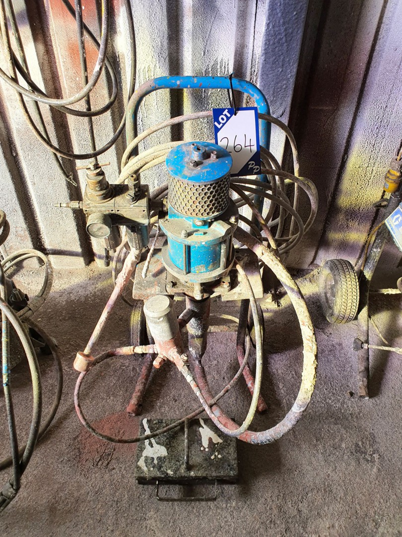 Pneumatic paint pump on mobile trolley