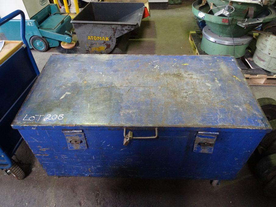Blue metal mobile storage chest, 1260x550mm ID, lo...
