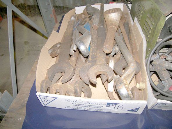 Qty various size spanners etc - Located at PP Stor...